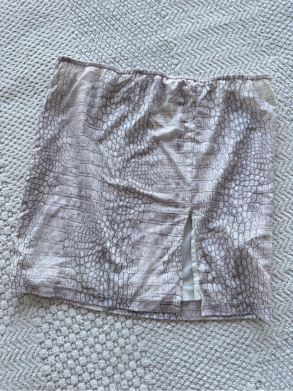 Lioness Croc-Print Mini Skirt in Neutral Taupe